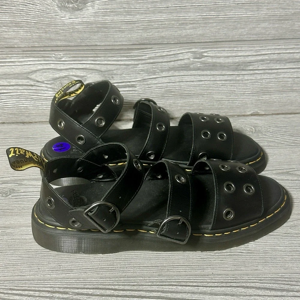 Dr. Martens Sandals Gryphon HDW Men Size 14 Black Solid Buckle Strap Gladiator